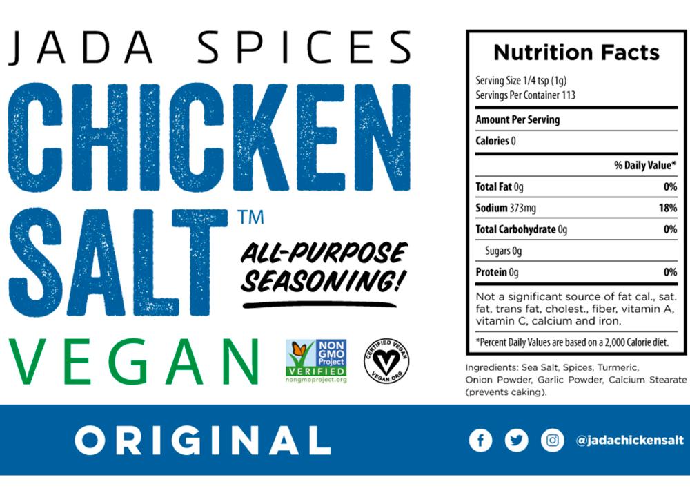 Vegan Chicken Salt LOW SODIUM - JADA SPICES - MSG FREE, GLUTEN FREE. – JADA  Brands